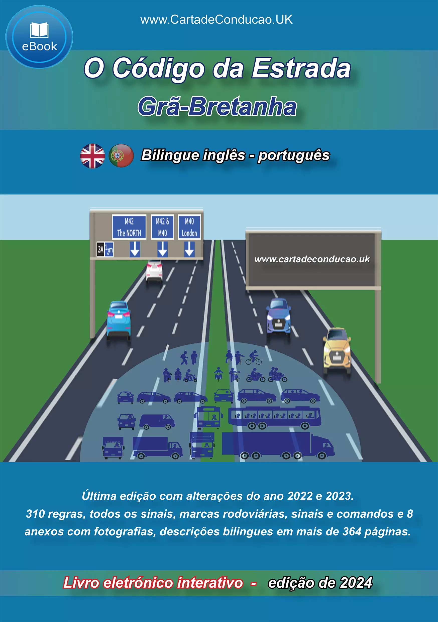 Código da Estrada - Regulamentos de Trânsito Rodoviário do Reino Unido bilingue inglês-português