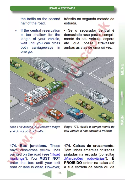 Versão português-inglês do Código da Estrada do Reino Unido (Road Traffic Regulations Highway Code)